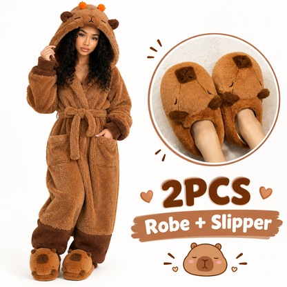 Capybara Hooded Onesie — Cozy Winter Pajama