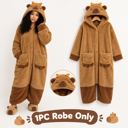Capybara Hooded Onesie — Cozy Winter Pajama